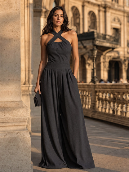 Bianca | Mono de Lino Elegante con Escote Cruzado