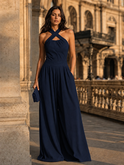 Bianca | Mono de Lino Elegante con Escote Cruzado